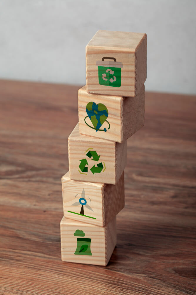 Stacked blocks with icons